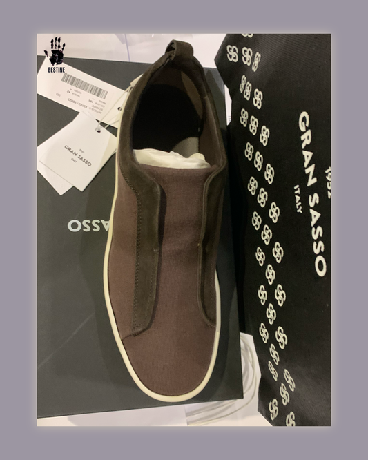 Gran Sasso bőr slip-on kasmír külsővel (barna)