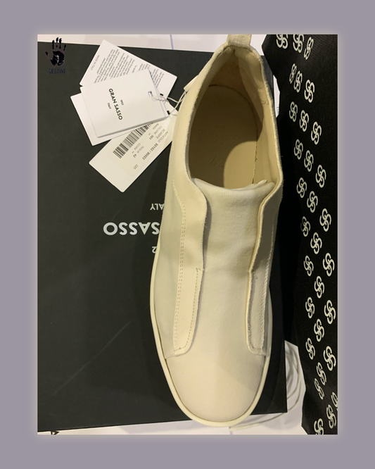 Gran Sasso bőr slip-on kasmír külsővel (krém)