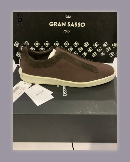 Gran Sasso bőr slip-on kasmír külsővel (barna)