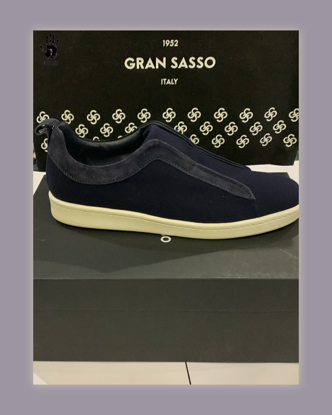 Gran Sasso bőr slip-on kasmír külsővel (kék)