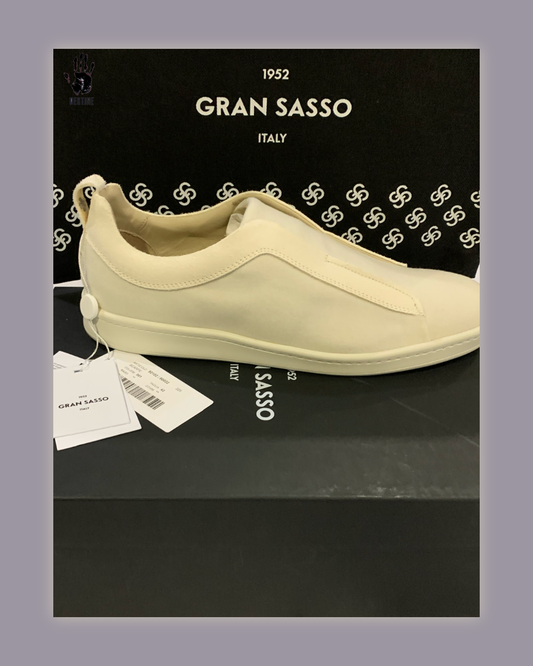 Gran Sasso bőr slip-on kasmír külsővel (krém)